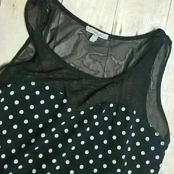 CHARLOTTE RUSSE Womans BLACK FITTED Dress Polka Dot Lightweight STRETCH size Lg - Picture 5 of 5